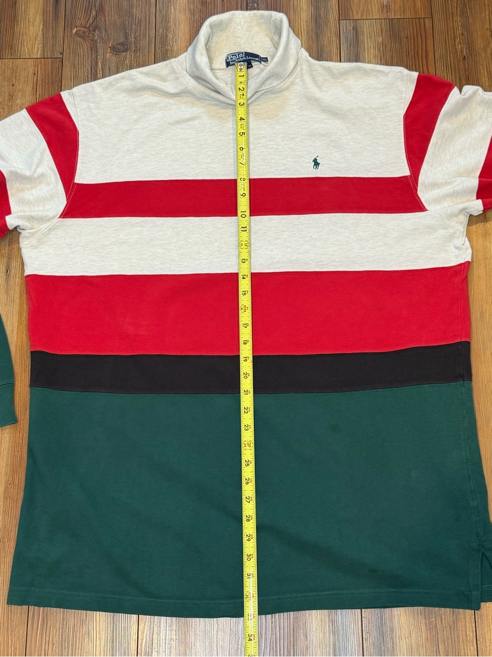 Vintage Polo Ralph Lauren Cream, Red, Black & Green Gucci Striped Turtleneck XXL - Picture 6 of 9